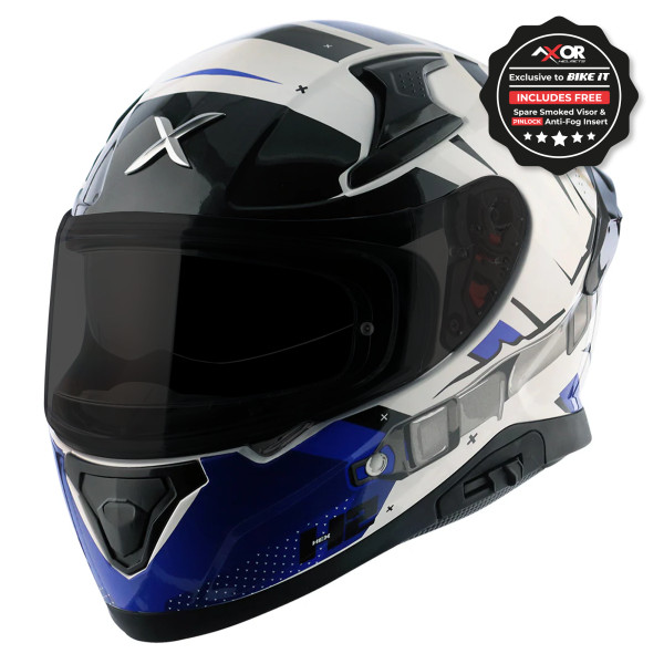Axor Axor apex full face helmet - hex-2 white blue gloss - large